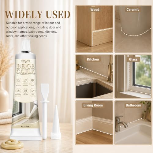 100ML Beige Caulk, Strong Adhesion Waterproof Shrink Crack Proof