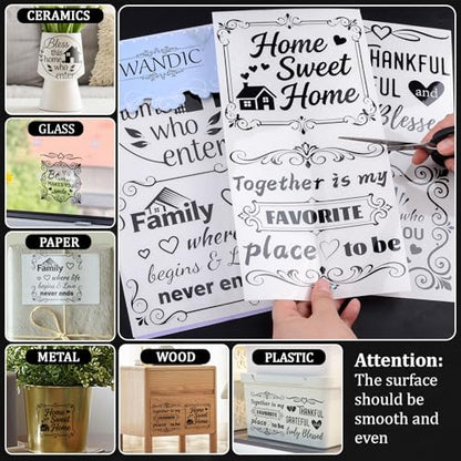 WANDIC 3 Sheets Encourage Copywriting Rub On Transfer Stickers Scrapbook Stickers Window Decals Waterproof Decals for DIY Furniture Photo Albums,15 * 30cm - color: Family Encouragement Text, size: 3 Sheets
