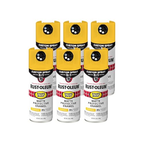 Rust-Oleum Stops Rust 5-in-1 Spray Paint, Matte Roasted Squash Yellow - color: Matte Roasted Squash Yellow, size: 12 Ounce (Pack of 6)