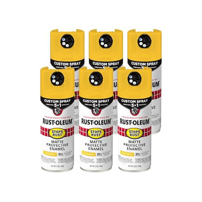 Rust-Oleum Stops Rust 5-in-1 Spray Paint, Matte Roasted Squash Yellow - color: Matte Roasted Squash Yellow, size: 12 Ounce (Pack of 6)