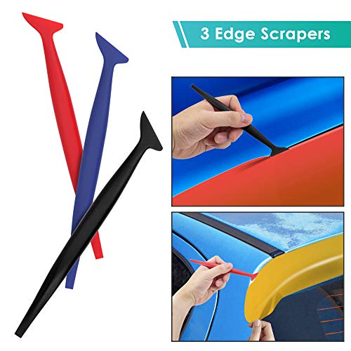 PACETAP Car Vinyl Wrap Tool kit 35pcs, Window Tint Tools Kit Including Package Bag, Felt Squeegee, Edge Trimmer, Soft Corner Squeegee, Retractable Kinfe and 10*Kinfe Blades, Carving Knife, Cut Knife - size: 35