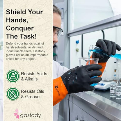 Gastody™ - Chemical Resistant Gloves, Reusable,Heavy Duty Safety Work Gloves,Resist Acid,Oil,Alkali - S-M-L-XL-XXL Size - size: Small, style: Chemical Gloves Set of 2 Pairs