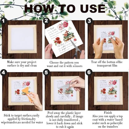 3 Sheets Classical Bible Rub On Transfers for Crafts-5.9 x 11.8 inches Easy-to-use Rub on Transfer Decals for Wood,Glass, Leather,Porcelain,Craft Projects-Home Decoration Stickers - style: Biblical words