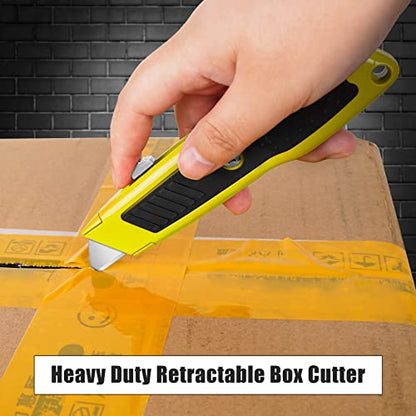 DIYSELF 2 Pack Box Cutters, Aluminum-Shell Utility Knife with Secure Lock - color: Yellow, size: 2-Pack