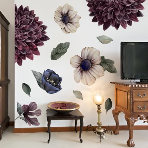 Large 3D Boho Floral Flower Wall Decals for Girls Bedroom Home Backdrop Decorations Living Room TV Background Decor