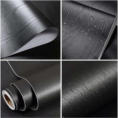 practicalWs Black Wood Wallpaper Peel and Stick Wallpaper Removable - color: Black, size: 35.4" x 118"