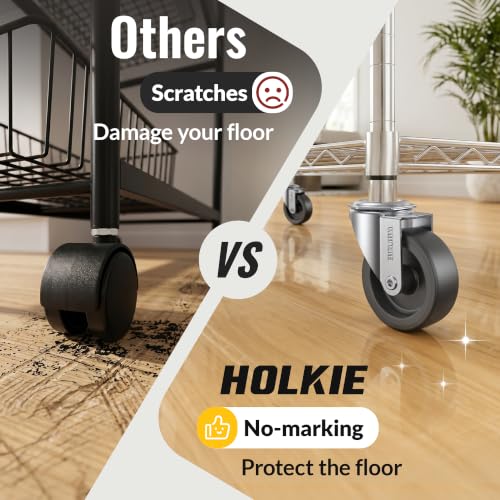 HOLKIE Caster Wheels 3 inch with No Brake Stem Casters, 3/8" -16 x 1-1/4" (Stem Diameter 3/8", Stem Length 1-1/4") Threaded Swivel Casters Set of 4 Heavy Duty Castors Black - color: Black-4Pack, size: 3/8" -16 x 1-1/4"