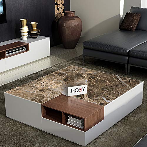 Dark Brown Marble Paper Thick Glossy Countertop Contact Paper for Kitchen Bathroom Self Adhesive Waterproof Granite Wallpaper Stick and Peel Counter Top Laminant Marble Vinyl Countertop Wrap - color: Dark Brown, size: 16" x 197"