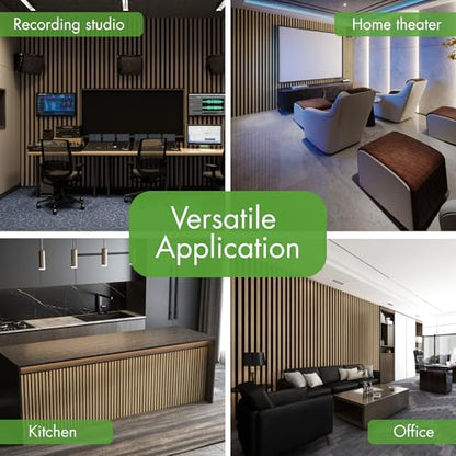 Art3d 12" x 93" Acoustic Wood Slat Wall Panel, 4pcs, 31 sq.ft, Oak - color: Oak, size: 12" x 93"