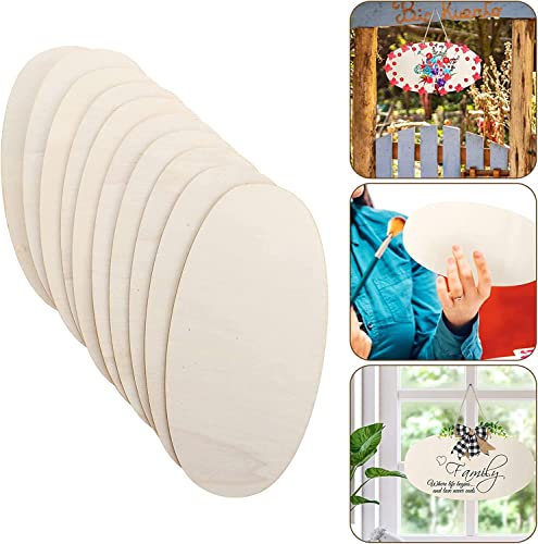 10pcs Oval Craft Wood 7X4.3 Inch Unfinished Wood Crafts,Wood Circles for Crafts, Wooden Oval Cutout,Painting and Wedding Decorations (7 * 4.3 in) - size: 7 x 4.3 inches