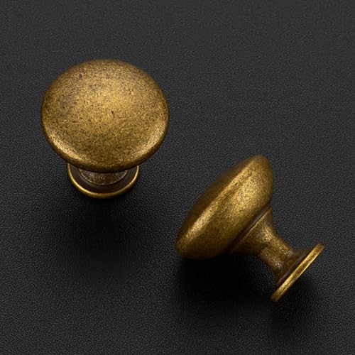 Ravinte Antique Brass Round Zinc Cabinet Knobs,1-1/6 Inch,30 Pack - color: Antique Brass