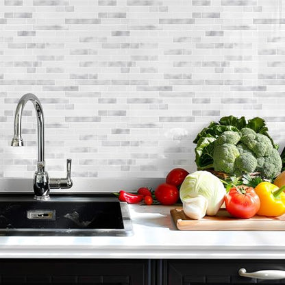 STICKGOO Thicker Peel and Stick Backsplash Tile for Kitchen and Bathroom - color: Marble Grey&White