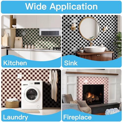 Art3d Grid Peel and Stick Backsplash, 10-Pack, Red Brown and Warm White - color: Red-brown and Warm White