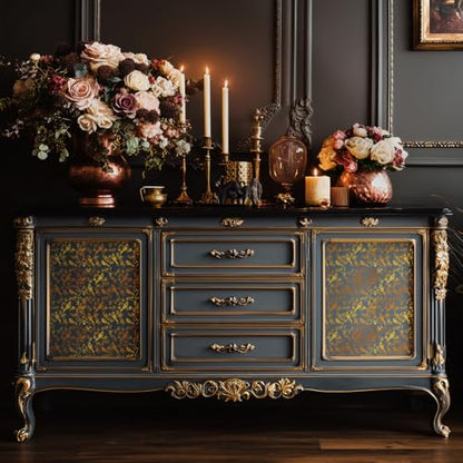 Gold Foil Rub on Transfer for Furniture DTF Transfers for Wood Drawer Decor, Flowers and Birds - style: Flowers and Birds
