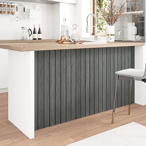 Black 3D Wood Slat Wall Panel Wallpaper Peel and Stick 16.8"×118" - color: Black