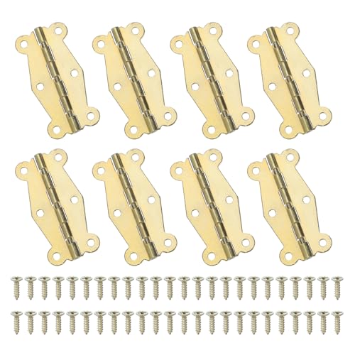 MECCANIXITY Small Vintage Box Hinges 2" 90 Degree Butterfly Decorative Hinges Jewelry Box Hardware with Screw for Cabinet Wooden Box Drawer Craft (Gold Tone, Pack of 8) - color: Gold Tone