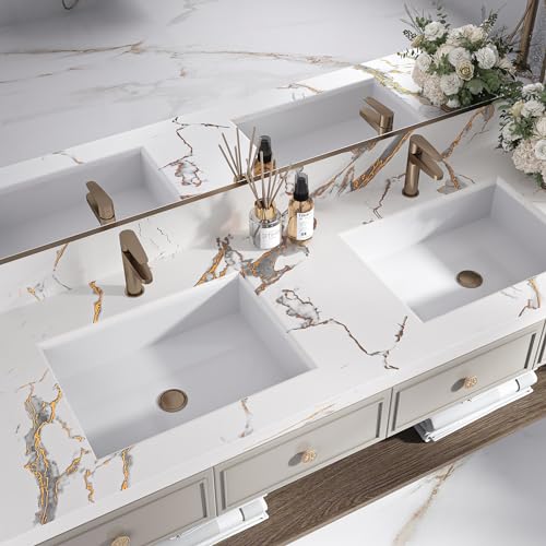 VEELIKE Luxurious White Gold Peel and Stick Countertops for Kitchen Marble Contact Paper for Countertops Waterproof Marble Wallpaper 32''x354'' Matte Granite Contact Paper for Bathroom Counter Walls - size: 32" x 354"