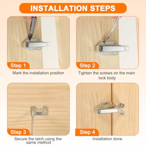 PATIKIL Automatic Spring Latch 4 Pcs with Screws for Cabinet/Drawer
