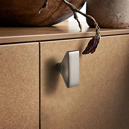 Goo-Ki 6 Pack Brushed Nickel Elegant Matte Modern Triangular Cabinet Knobs with Open Center Design Satin Zinc Alloy Drawer Hardware - color: Brushed Nickel