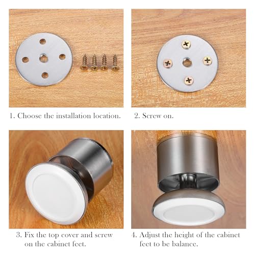 CozyCabin 4PCS Adjustable Metal Furniture Legs - Stainless Steel Cabinet Legs Round for Cabinet Sofa Table Kitchen Feet Replacement,(Height 60mm/2.5") - size: 2.5 inches