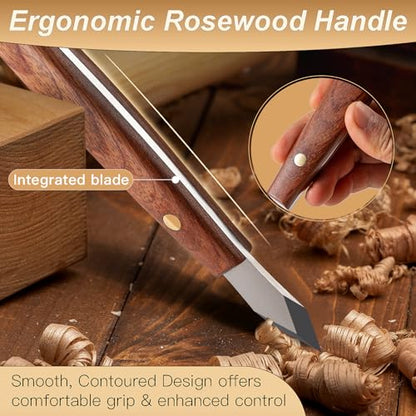 Marking Knife Woodworking Heavy Duty Scribing Gauge Knife Leather Sheath Carbon Steel Double Beveled Blade Striking Knife Wooden Handle Scribe Carving Tool Fathers Day Mens Woodworking Birthday Gift