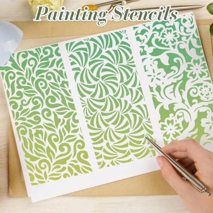 Geometric Texture Stencils for Crafts Reusable 16Pcs Stencils(8.6X4.1 Inch) - color: Texture 19