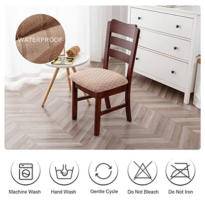 Genina Waterproof Seat Covers for Dining Room Chairs, Stretch Chair Covers Removable Washable Dinning Room Kitchen Chair Seat Cushion Slipcovers (Argyle-Khaki, 2 PCS) - color: Argyle-khaki, size: 2 PCS