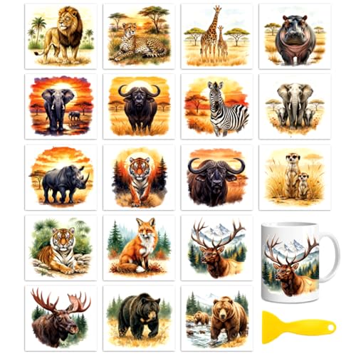 Peacoblue Forest Grassland Animals Rub On Transfers Sticker for Craft - style: Grassland and Forest Animals