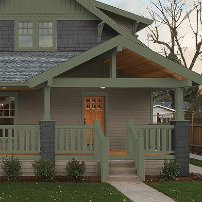 Glidden Total Exterior Paint & Primer All-in-One, All About Olive/Green, Semi-Gloss, 1 Gallon - color: All About Olive, size: 128 Fl Oz (Pack of 1)