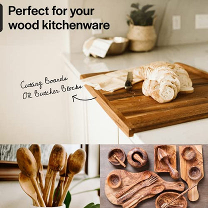 Cutting Board Wax and Conditioner with Food Grade Beeswax - Treat Wood Countertops, Butcher Blocks, Wooden Utensils and Bowls - Made in USA (12oz)