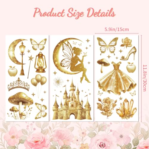 Peacoblue Golden Fairy Tale Rub On Transfers for Furniture Craft 6"x12" - style: Golden Fairy Tale