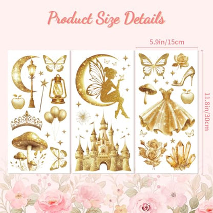 Peacoblue Golden Fairy Tale Rub On Transfers for Furniture Craft 6"x12" - style: Golden Fairy Tale
