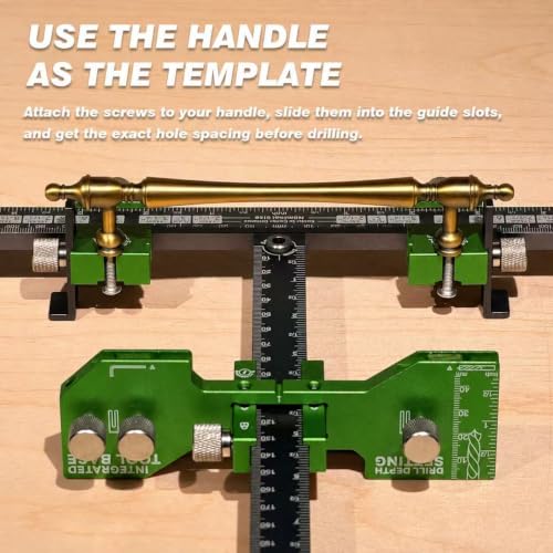 Cabinet Hardware Jig Tool Drawer Pull Jig Cabinet Handle Template Tool Jig - color: Green-gray