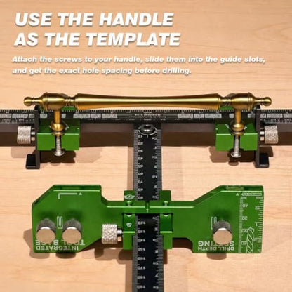 Cabinet Hardware Jig Tool Drawer Pull Jig Cabinet Handle Template Tool Jig - color: Green-gray