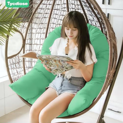 Egg Chair Cushion Replacement, Waterproof Outdoor Hanging Egg Chair Cushion Hammock Swing Chairs Cushions Pads, U-Shaped Thickened Cushions for Hanging Eggs Chairs, 47x33x7 Inches (Cyan) - color: Cyan