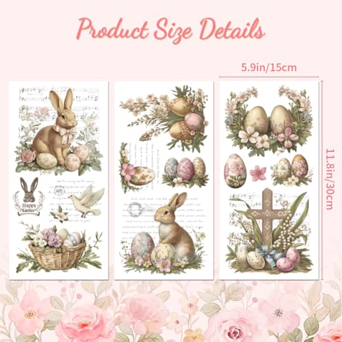 Peacoblue Vintage Easter Rub On Transfers for Furniture Craft 6"x12" - style: Vintage Easter