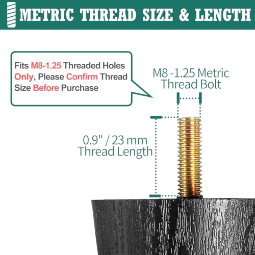 4pcs Plastic Furniture Legs 4-3/4" with T-Nuts, M8-1.25 Bolt - size: 4-3/4 Inch, M8-1.25 Metric Thread Bolts