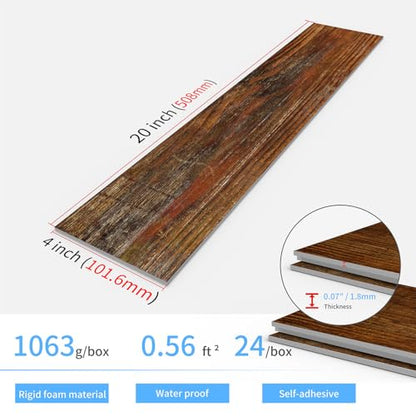 24 Pcs Peel and Stick Retro Wood Grain Pattern Vinyl Wall Stickers - style: JMBSDKCFT05