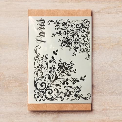 TIAMECH A4 Reusable Flower Edge Frame Stencil for Painting - style: Flower Edge