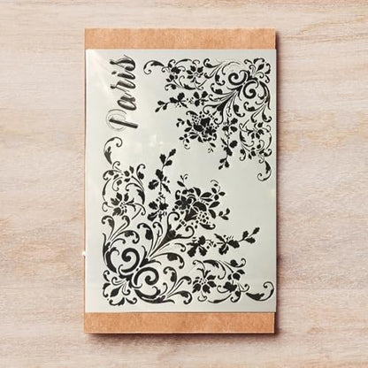 TIAMECH A4 Reusable Flower Edge Frame Stencil for Painting - style: Flower Edge
