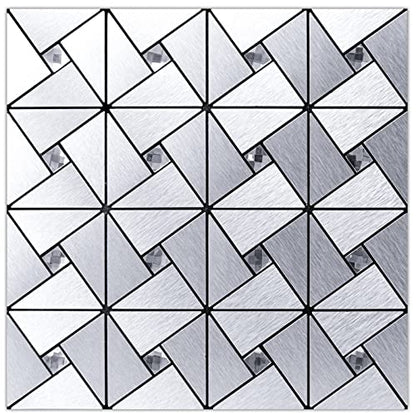 Art3d Peel & Stick Backsplash， Metal Mosaic Tiles, 10 pcs, Silver Windmil - color: Silver, size: 12x12 Inch