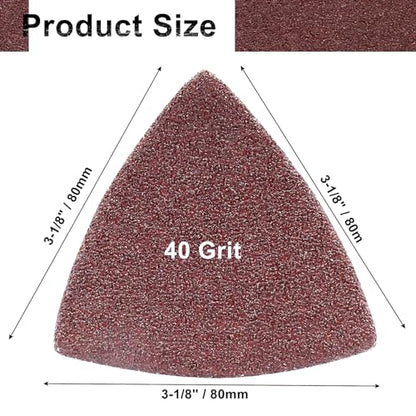100 Pcs Triangle Sanding Pads, 80mm, 40 Grit - size: 40 Grit