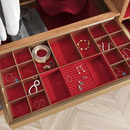 VEELIKE Ruby Red Crushed Velvet Drawer Liner for Dresser Jewelry Box Felt Liner 15.7''x118'' Self Adhesive Velvet Fabric Wallpaper Peel and Stick Red Contact Paper for Cabinets Art Crafts DIY Project - color: Ruby Red