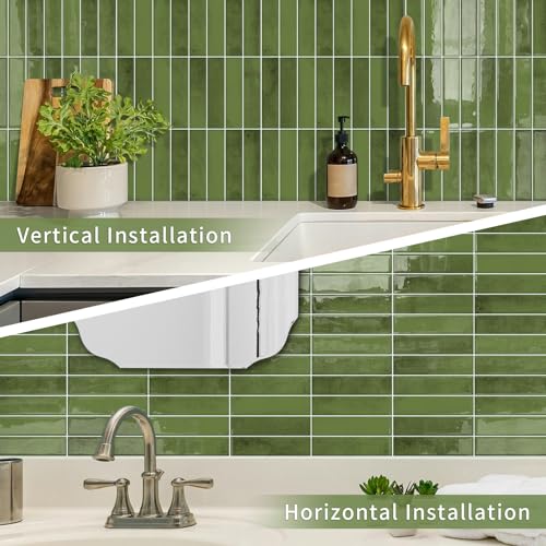 10 Sheets Upgraded Thicker Design Subway Tile Peel and Stick Backsplash - color: Green