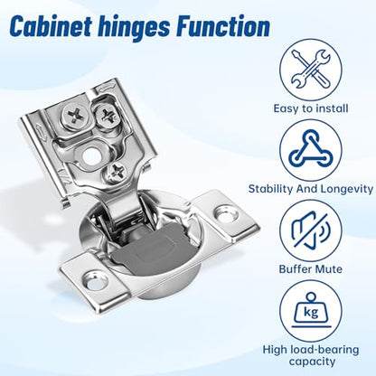 TopDirect 20 Pack Overlay Soft Close Door Hinges,1/2 inch Kitchen Cabinets Hinges for Face Frame Door,105°Opening Angle Concealed Self Closing Cabinet Hinges - size: 20 Pack