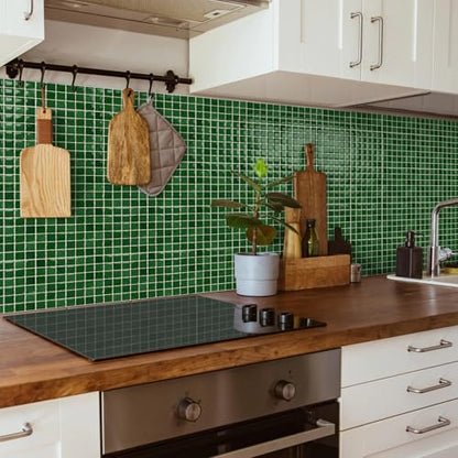 URCOLOR 20 Sheets 3D Self-Adhesive Mosaic Backsplash Tile Peel and Stick - color: Mosaic Green