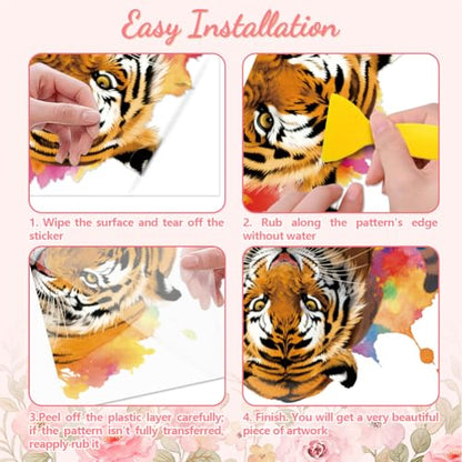 Peacoblue Tiger Rub On Transfers for Furniture Craft 6"x12" - style: Tiger