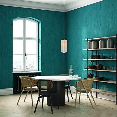 Haimin Grasscloth Wallpaper Textured 24inx393in Fabric Contact Paper - color: Green