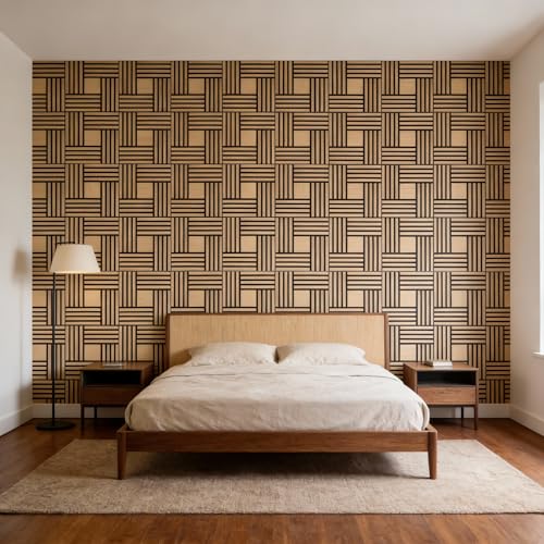 WoveN SounD Acoustic Wall Panels, Natural Oak, 16 Pack, 12x12 in - color: Metre, Natural Oak, 16 Pack