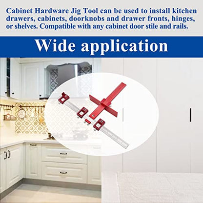 Cabinet Hardware Jig Tool Use for Handles and Pulls on Drawers/Doors-Red